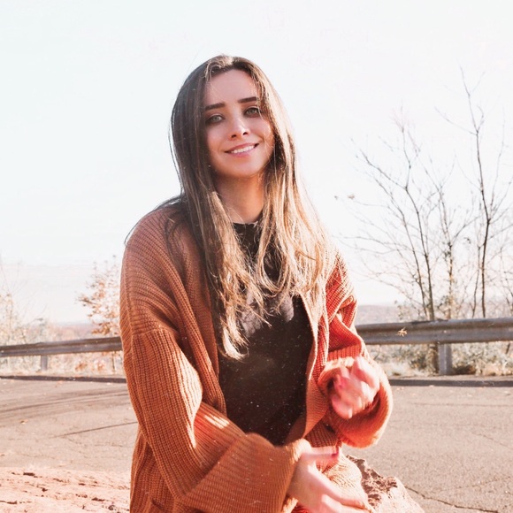 Orange Lace Up Cardigan Sweater - Picture 5 of 5